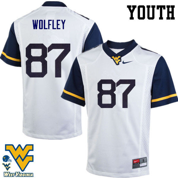 NCAA Youth Stone Wolfley West Virginia Mountaineers White #87 Nike Stitched Football College Authentic Jersey MX23A10UK
